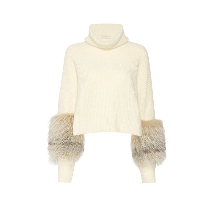 Cashmere Turtleneck Sweater with Fur