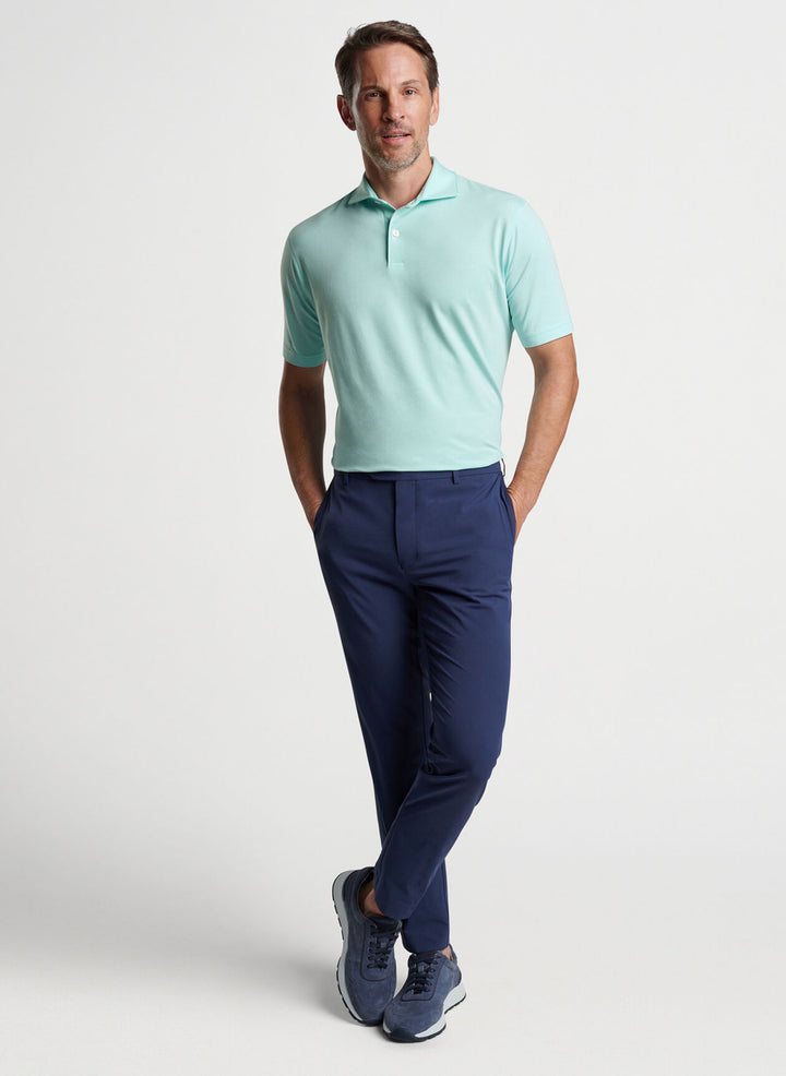 Albatross Cotton Blend Pique Polo in Iced Aqua