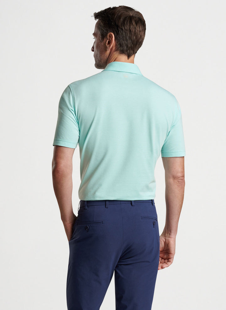 Albatross Cotton Blend Pique Polo in Iced Aqua