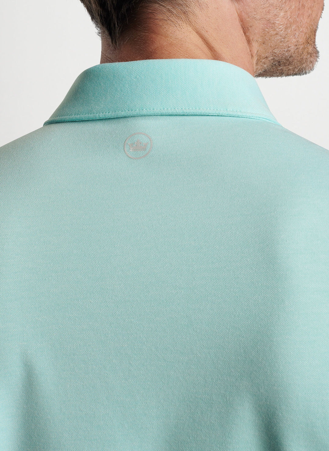 Albatross Cotton Blend Pique Polo in Iced Aqua