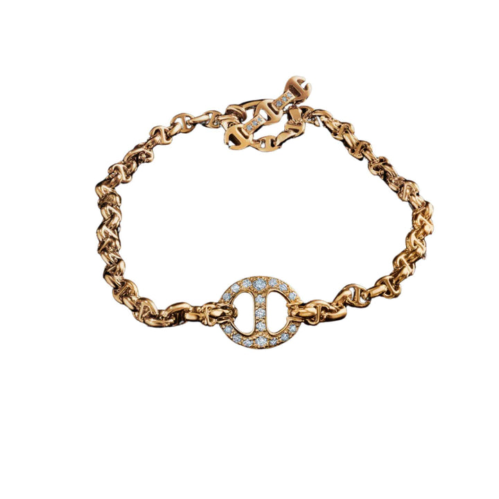 Micro Chain Diamond Station Rose Gold Bracelet