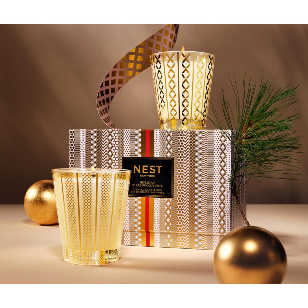 Nest New York Festive Candle Duo Holiday & Birchwood Pine