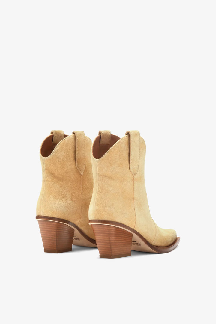 Ankle Heeled Bootie in Calf Suede