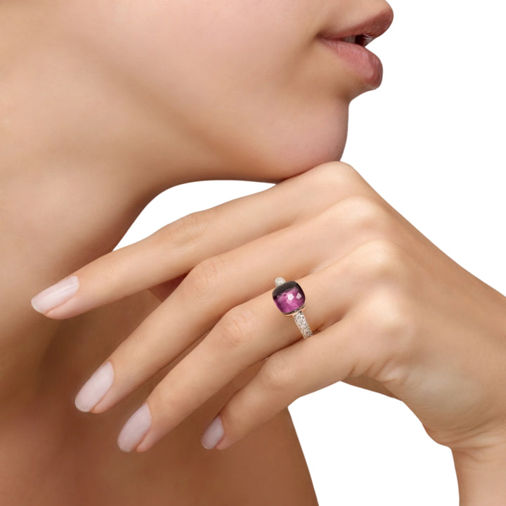 Pomellato Ring Nudo Petit WG/RG Amethyst/Diamond 