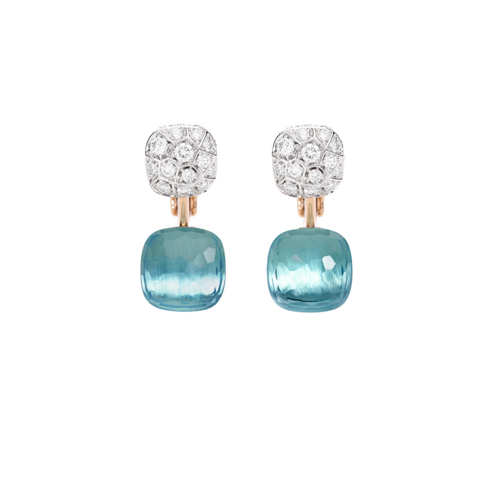 Earrings Nudo RG/WG Sky Blue Topaz White Diamonds