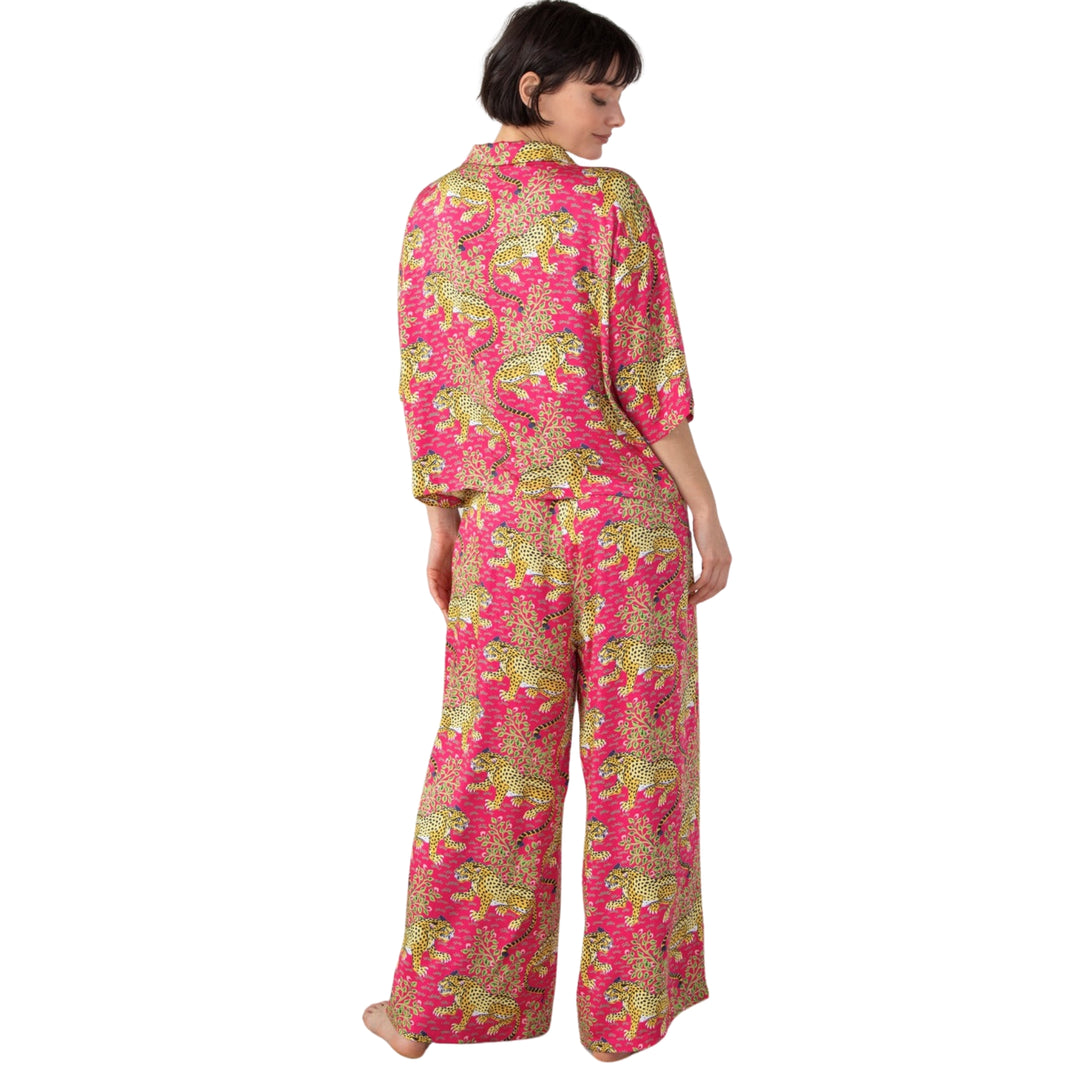 Printfresh Bagheera Satin Pajama Set in Hot Pink