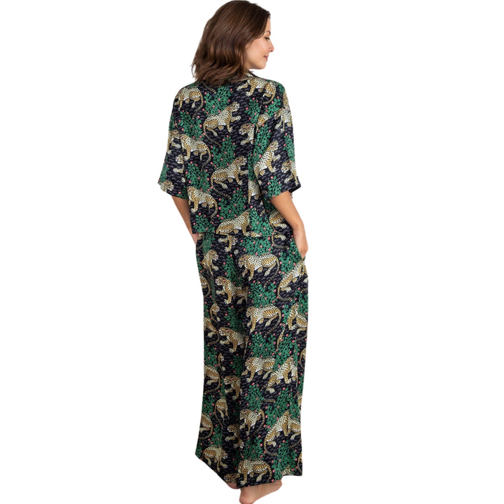 Printfresh Bagheera Satin Pajama Set in Ink