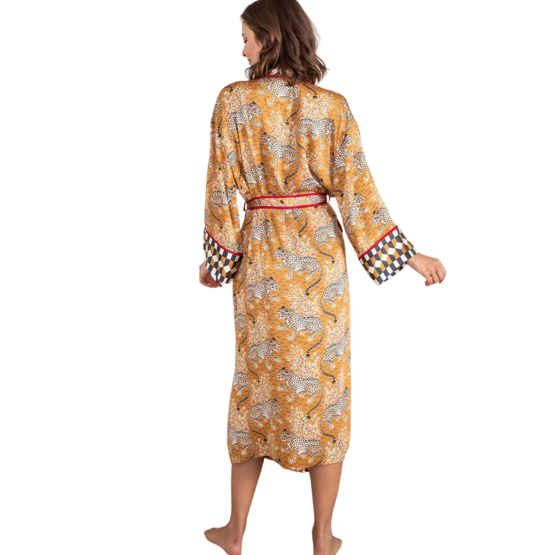 Printfresh Bagheera Satin Robe in Tobacco