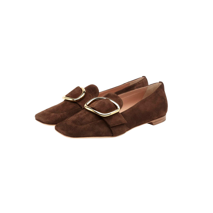 Chesla Suede Chocolate Chrome Buckle Mocassin