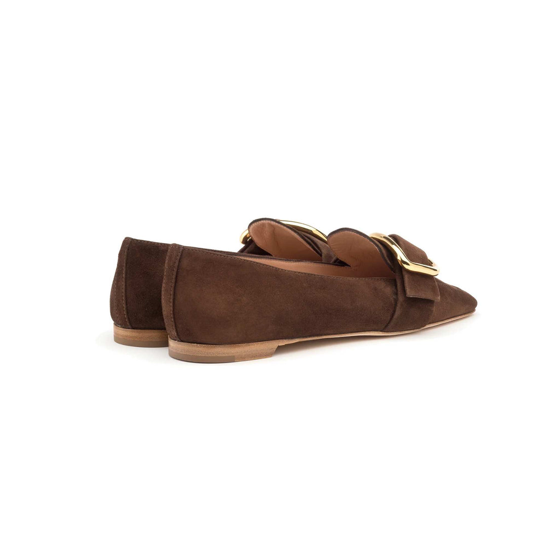 Chesla Suede Chocolate Chrome Buckle Mocassin