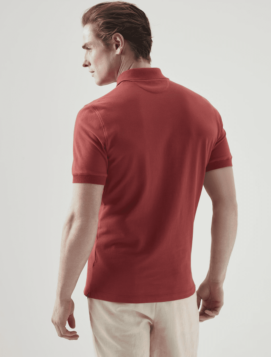 Logo Knit Polo in Red