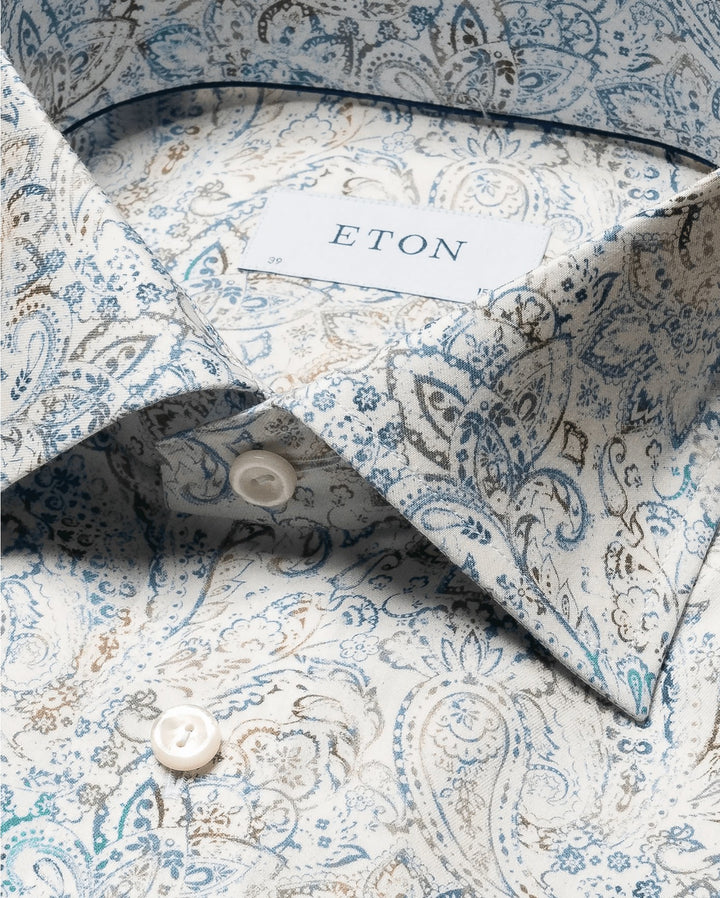 Light Green Paisley Cotton Tencel Shirt