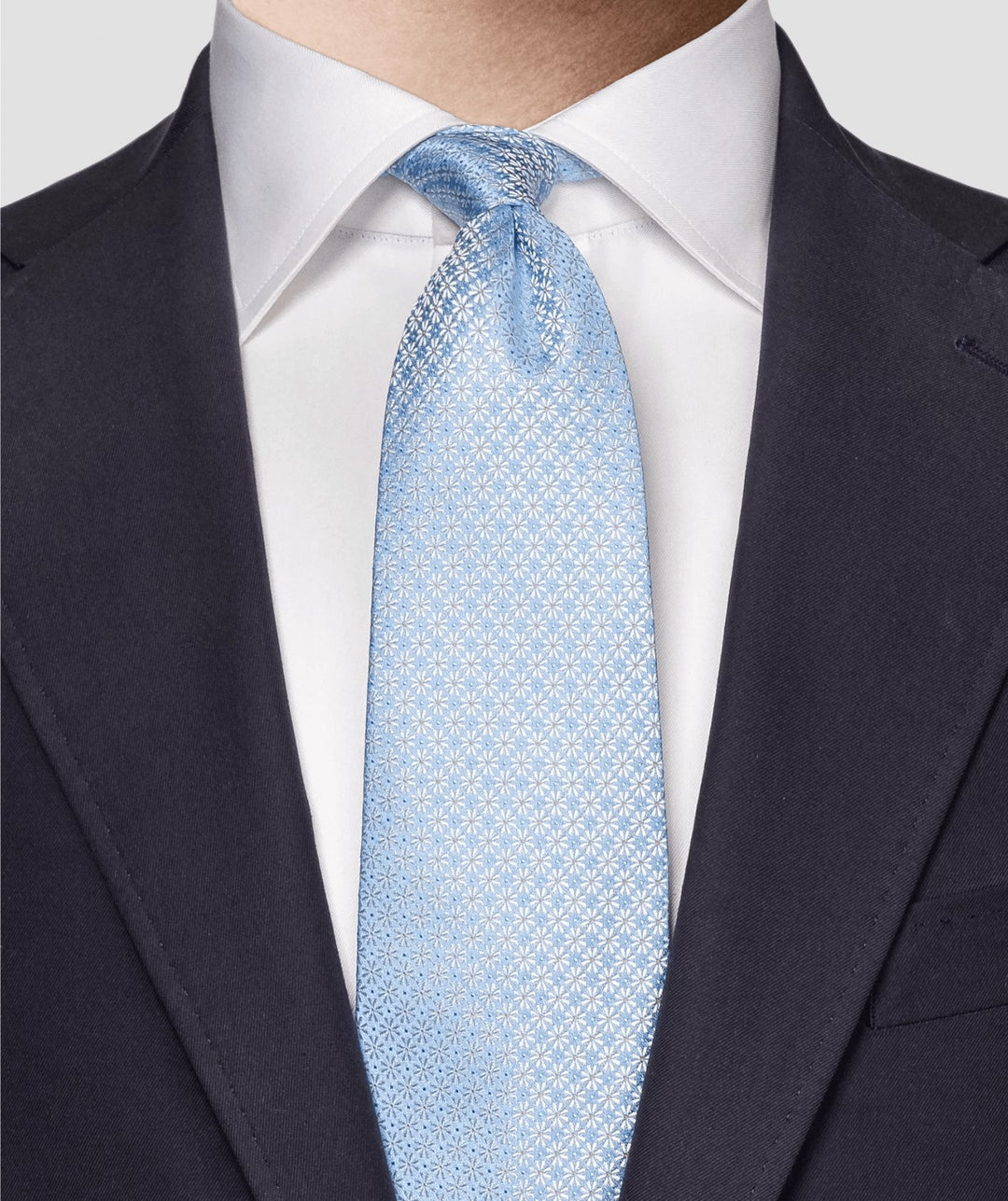 Light Blue Floral Woven Silk Tie