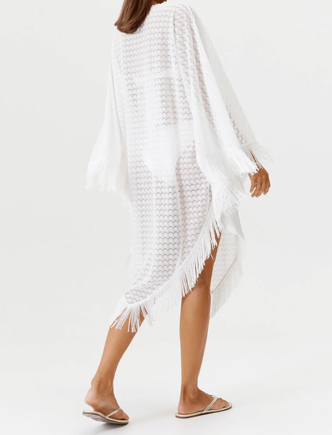 Blair Fringed Mid Length Knit Poncho