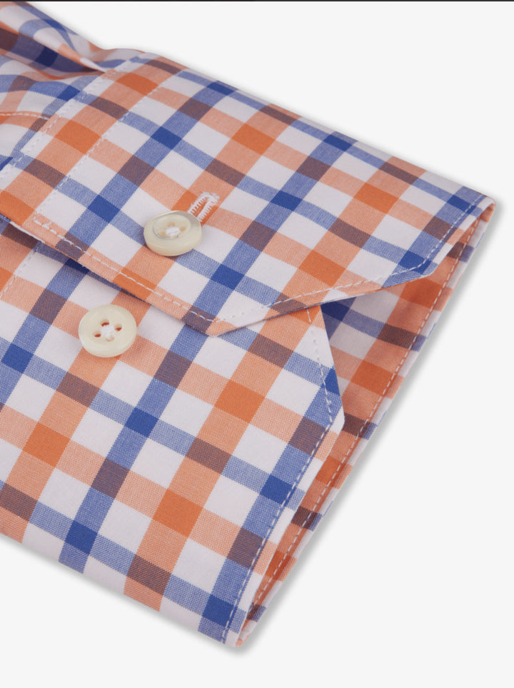 Orange Checked Poplin Shirt