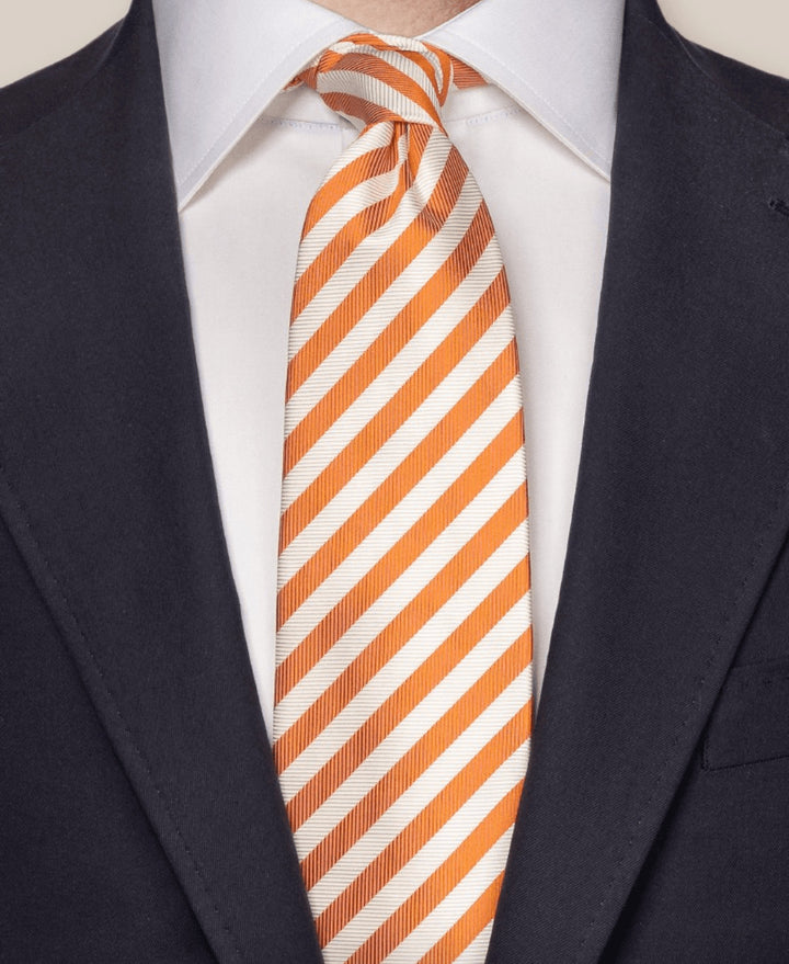 Orange Striped Silk Tie