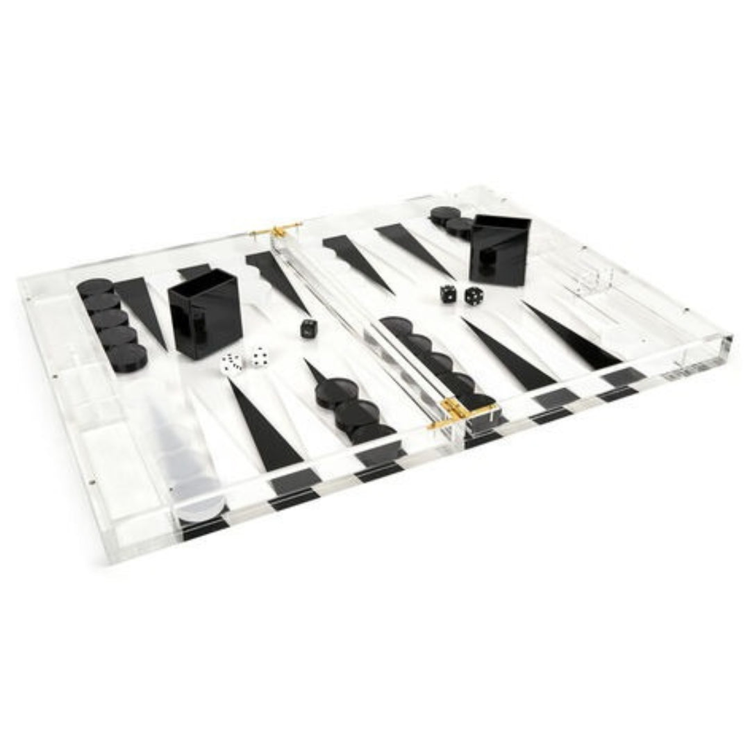 Tizo Design Acrylic Backgammon Set Black & White Chips