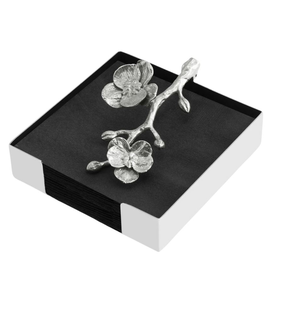 White Orchid Cocktail Napkin Holder