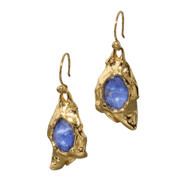 Brut Gold Sodalite Wire Earring