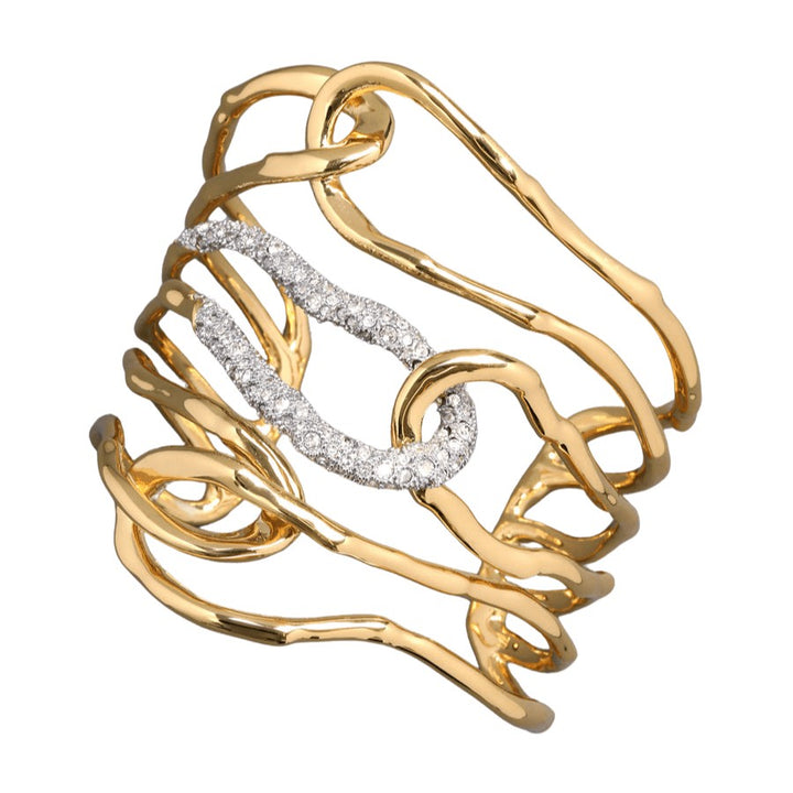 Solanales Gold Crystal Twisted Cuff Bracelet