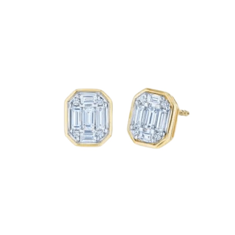 Sunburst Diamond YG Stud Earrings