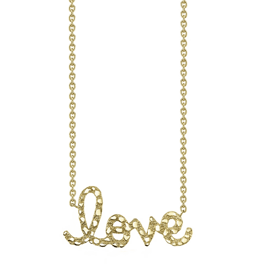 Nugget Love Script Necklace