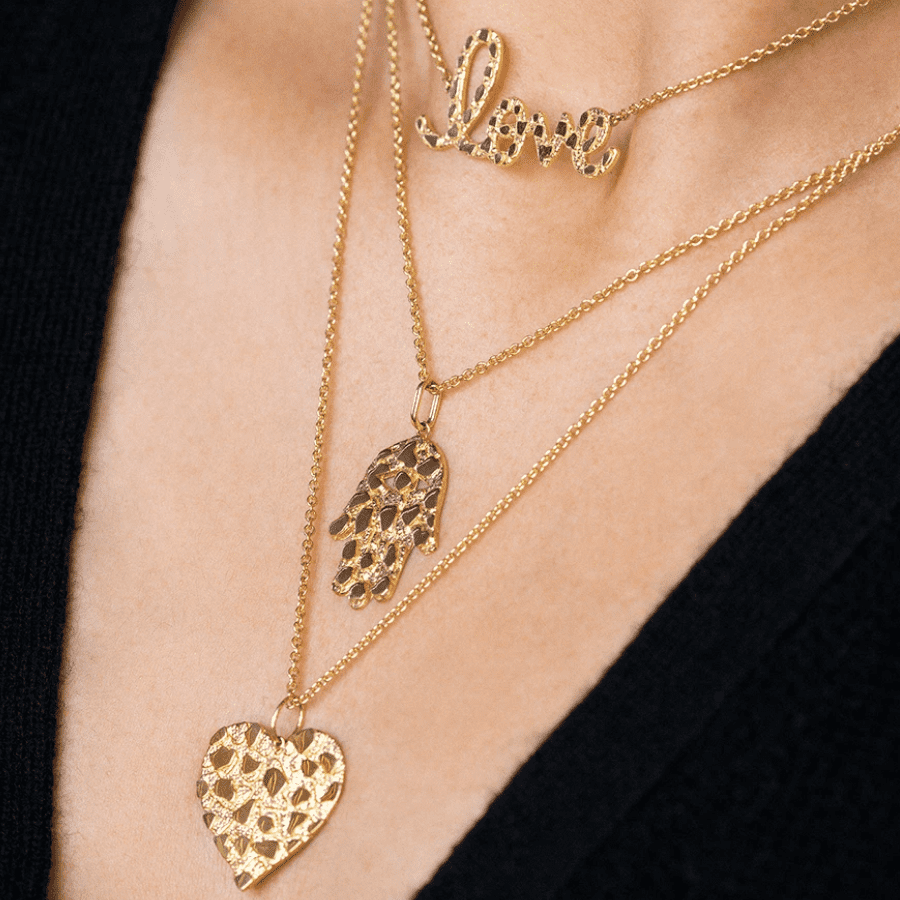 Nugget Love Script Necklace