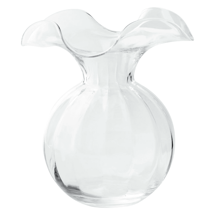 Hibiscus Glass Clear Medium Fluted Vase