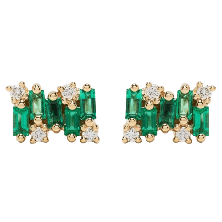 emerald firework baguette stud