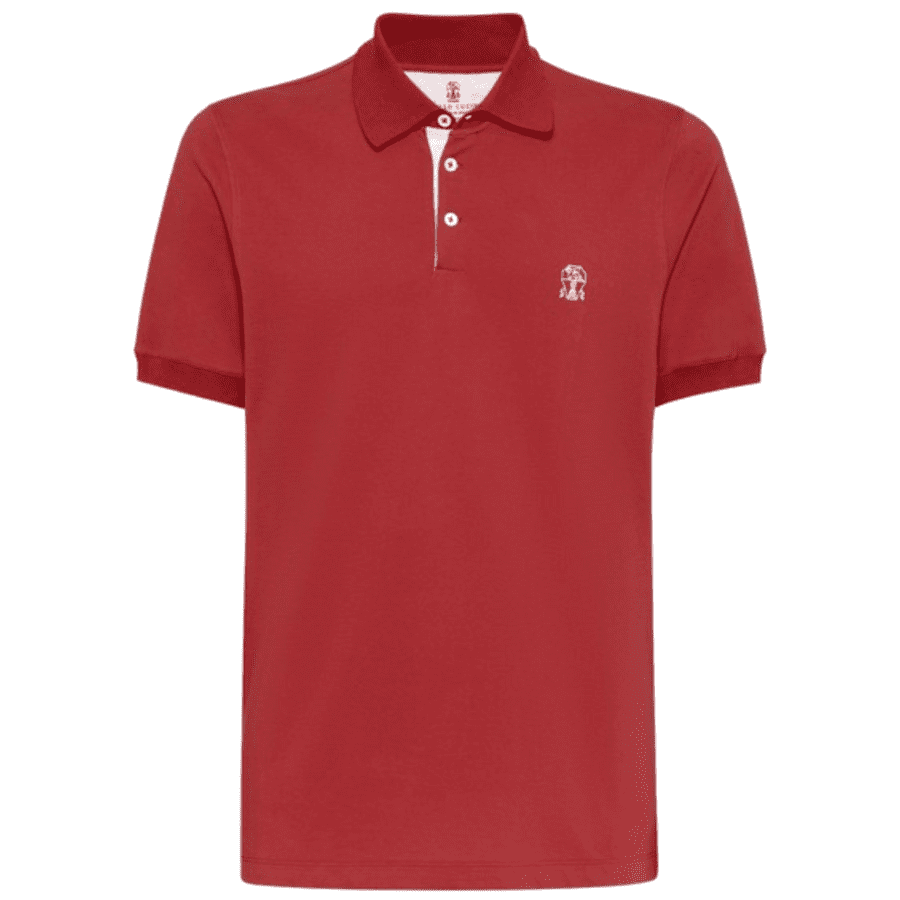 Knit Logo Polo Red Brunello