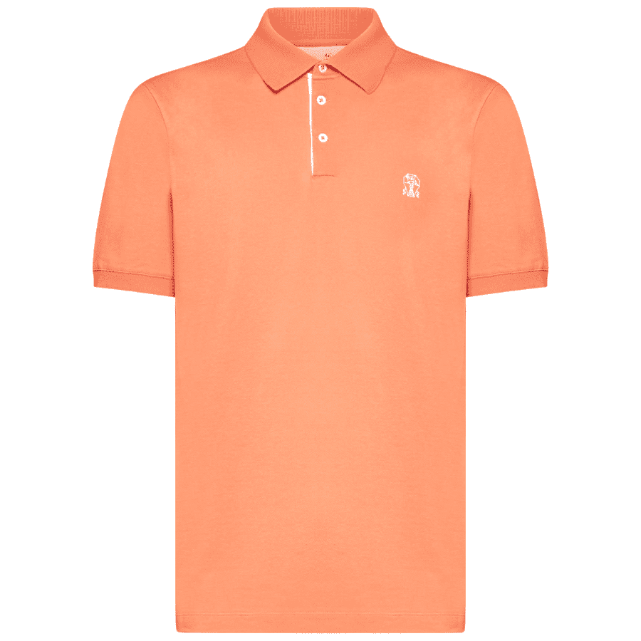 Knit Logo Polo Orange Brunello