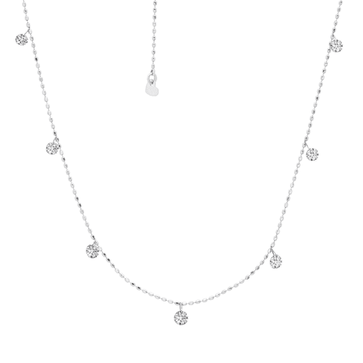 tiny floating diamond necklace white gold