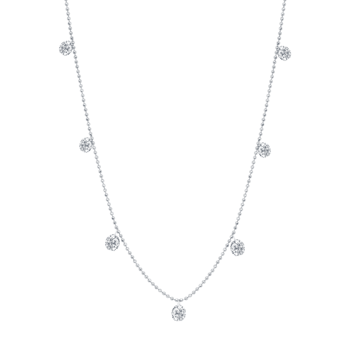 Small Floating Diamond Necklace White Gold