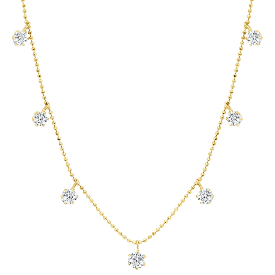 Medium floating diamond necklace yellow gold