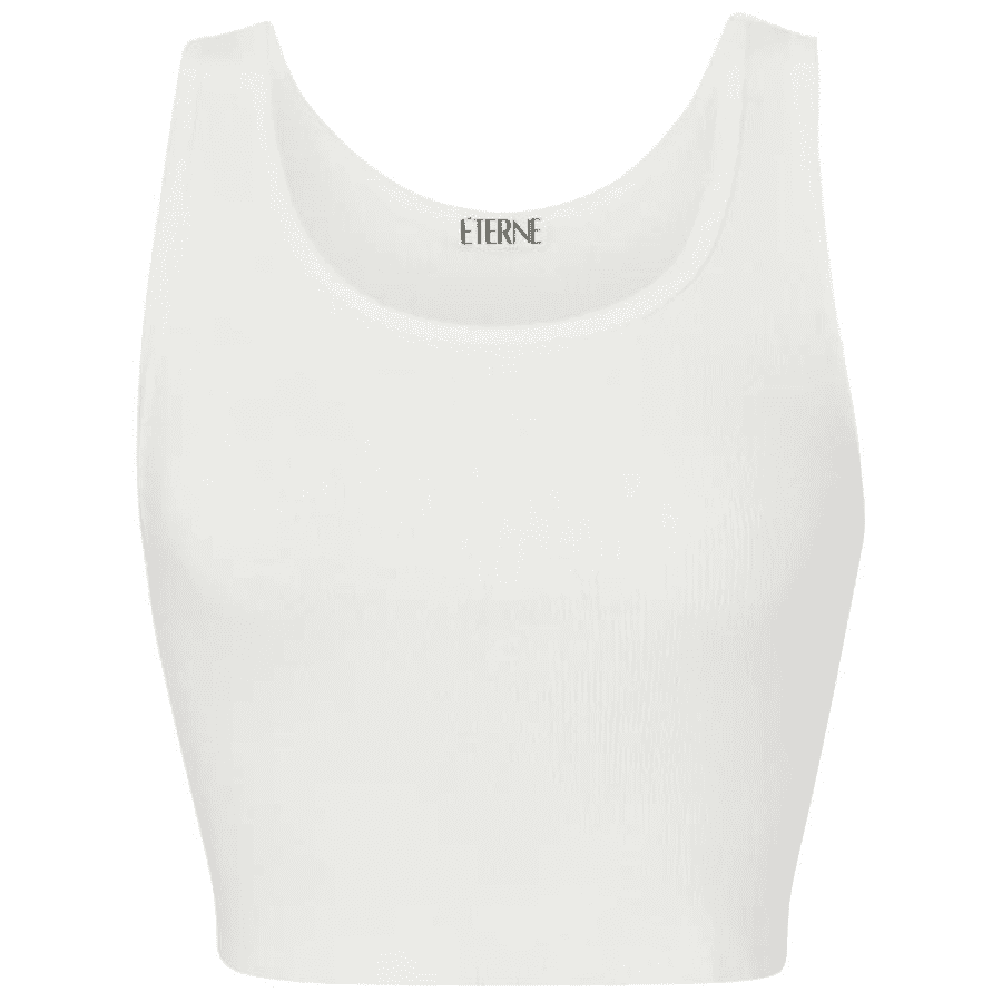 Cropped Scoop Neck Tank White