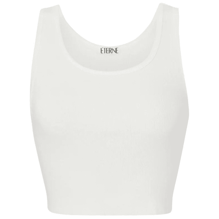 Cropped Scoop Neck Tank White