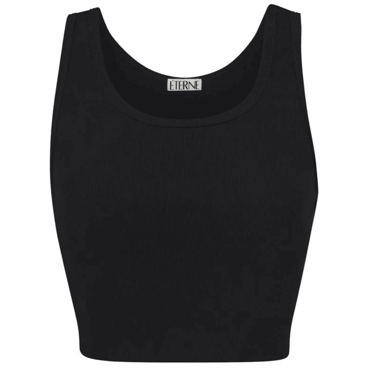 Cropped Scoop Neck Tank Black