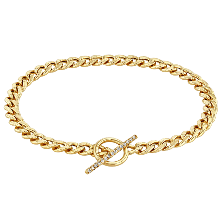 Medium Curb Chain YG Diamond Bracelet