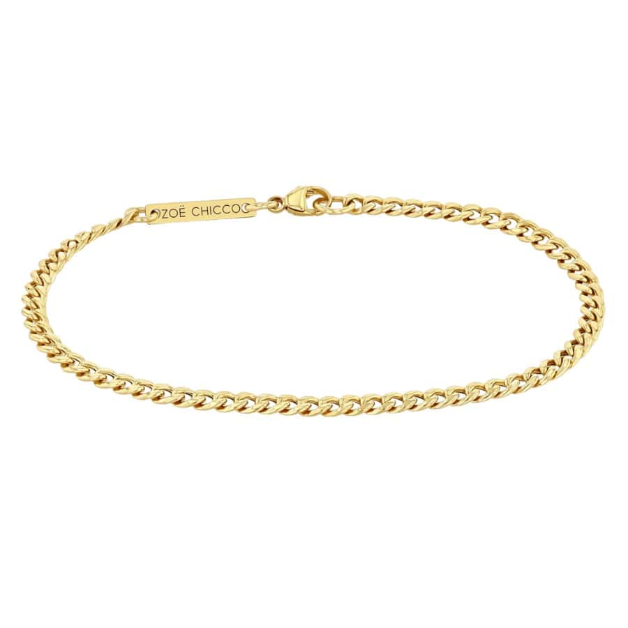 14k gold small hollow curb chain bracelet.