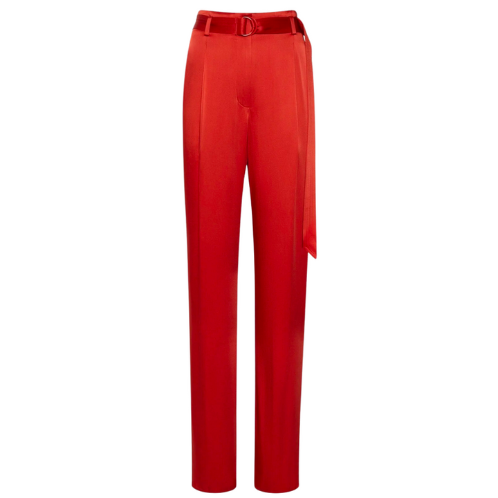 Doubleface Satin High Waisted Belted Pant