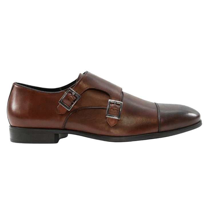 Rubber Sole Double Monk Strap. Leather. Calfskin double monk strap burgundy.