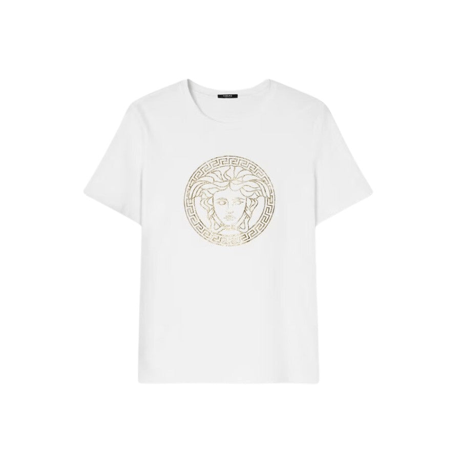 This short-sleeved cotton jersey T-shirt features a foil debossed Medusa motif at the front. Medusa motif. Short sleeves. Crewneck. Outer composition: 100% Cotton.