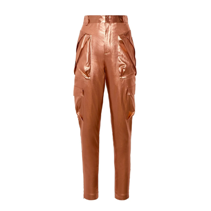 Metallic Silk Tapered Utility Pant