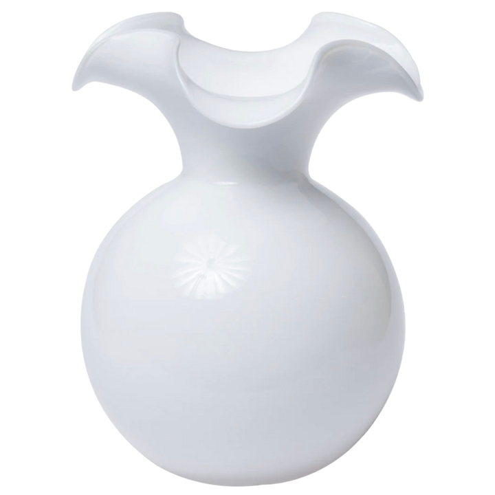 Hibiscus Glass White Large Fluted Vase