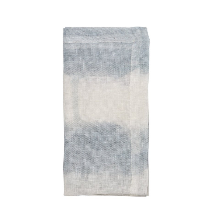 Watercolor Stripe Napkin in White and Blue