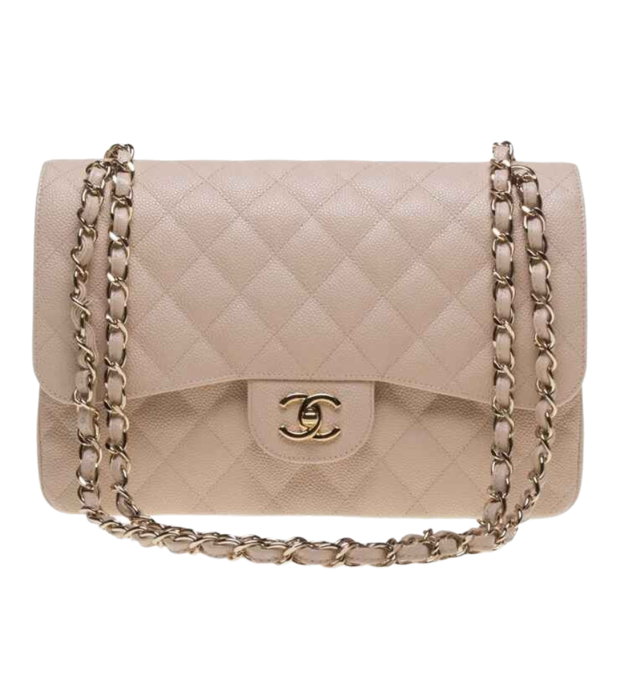 Chanel Beige Caviar New Classic Jumbo