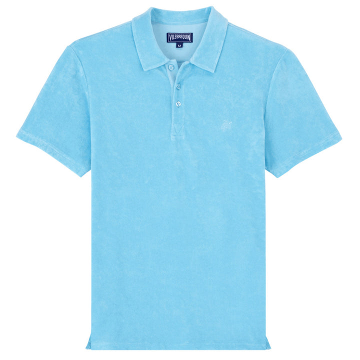 A supremely comfortable polo shirt made from organic cotton and polyamide, featuring three buttons and the iconic turtle emblem embroidered on the chest. Details: Men Terry Polo Shirt. 3 buttons on front placket. Embroidered tone on tone on the chest. 80% Organic Cotton - 20% Polyamide.