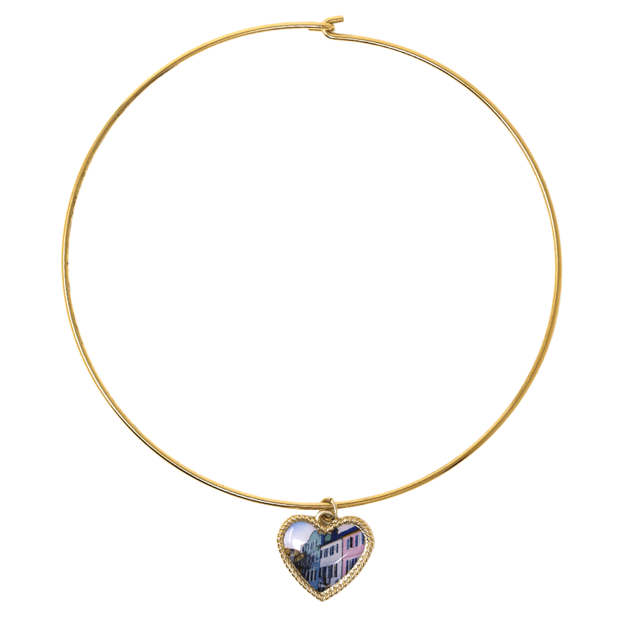 Charleston Photo Heart Locket on Chain - Rainbow Row