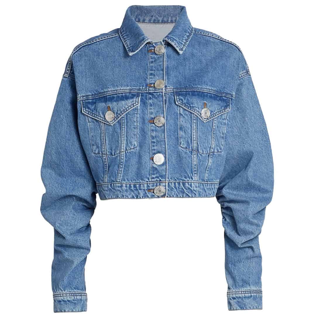 Ruched Sleeve Denim Jacket