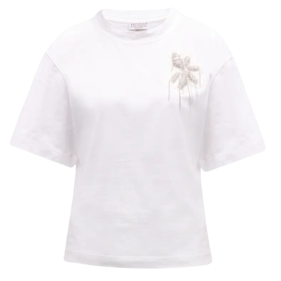 Short Sleeve T-Shirt with Floral Monili Crest